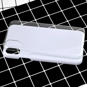 Clear blank DIY phone case detail view showing transparent cover and white insert plate.