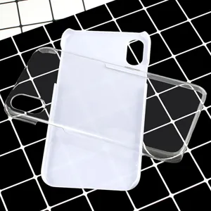 Clear and translucent DIY phone case details showing smooth hard PC material, minimalist design.