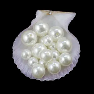 White ABS imitation pearl beads with single hole for DIY jewelry making and crafts.
