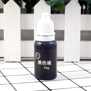 Black epoxy resin dye pigment detail shot, 10g small bottled liquid colorant for DIY craft.