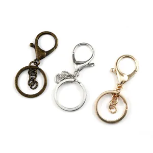 Metal keychain hardware DIY accessories lobster claw clasps split rings set for crafting.
