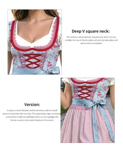 Vue détaillée de l'encolure en V en dentelle exquise et de la ceinture classique.