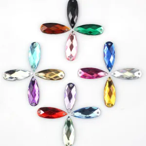 Acrylic Teardrop Flatback Rhinestones Double Hole Sew On Crystals DIY Craft Accessories For Clothes Dress