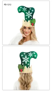 Kerst elfenhoed detail, groene digitale print sneeuwvlok feest hoofddeksel kostuum rekwisiet