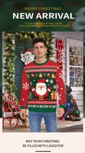 Christmas Santa Claus 3D printed crewneck sweatshirt ugly sweater festive winter top