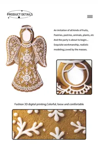 Navidad ángel pan de jengibre disfraz impresión 3D digital holgado cómodo fiesta.