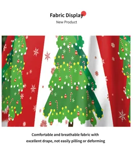 Tejido estampado arbol de navidad detalle vestido mujer, suave y transpirable.
