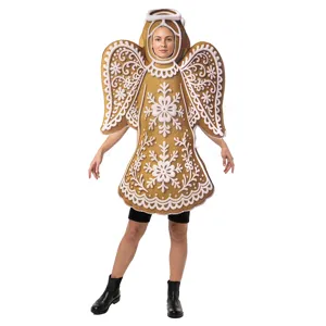 Disfraz de Ángel de Hombre de Jengibre para Adultos y Niños Mono de Muñeco de Esponja Accesorios de Escenario Top