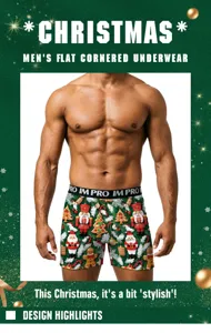 Weihnachten Herren Boxer Briefs mit festlichen Weihnachtsmann und Nussknacker Print.