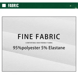 Weisse Stoffdetail Nahaufnahme zeigt die Textur von 95% Polyester und 5% Elasthan.