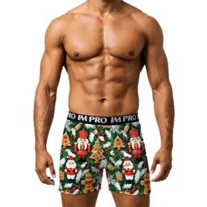 Weihnachtliche Herren Boxershorts mit festlichem Nussknacker und Weihnachtsmann Print.