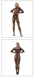 Tribal Totem bedruckter langärmliger Body Damen Slim Fit elastischer Bühnen-Jumpsuit