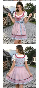 Robe dirndl bavaroise pour femme costume traditionnel bavarois floral manches courtes
