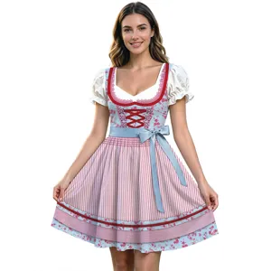Robe Dirndl Bavaroise pour Femme Oktoberfest Fête de la Bière Costume Traditionnel Allemand