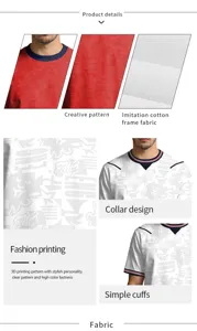 Λεπτομερής όψη ανδρικού t-shirt με τρισδιάστατη εκτύπωση και υφασμάτινη υφή.