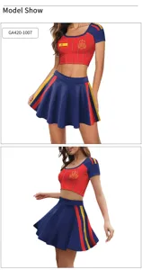 2026 WK Spanje voetbal shirt crop top en rok set supporter cheerleader outfit.