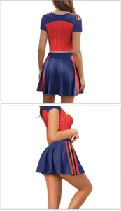 Dames korte mouw crop top plooirok set voetbal sport jersey cheerleader outfit.