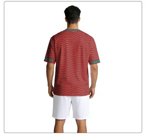 Heren voetbalshirt ademend sneldrogend korte mouw sport t-shirt rood design top