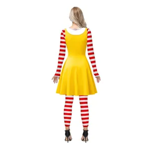 Halloween party cosplay costume women striped dress two-piece performance outfit set
