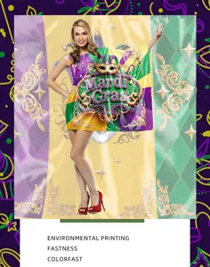 Costume festa carnevale Mardi Gras viola verde oro stampa digitale abito da palcoscenico