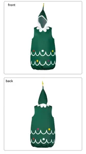 Kerstboom onesie kostuum grappige feestkleding met capuchon groen feestelijk outfit voor gezin
