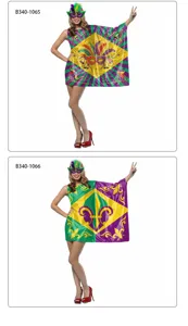 Carnevale viola verde oro maschera piuma stampa digitale costume da festa vestito di scena