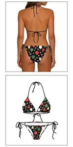 Detailed view of the Christmas snowflake bikini set, featuring halter neck and string design.