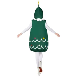Kerstboom kostuum grappige feestdag feest jumpsuit uniseks festival kleding achteraanzicht