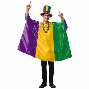 Costume Carnevale poncho cappello viola verde giallo festa spettacolo scena abito
