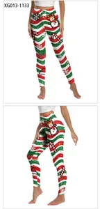 Christmas digital print leggings for women, high waist skinny yoga pants with cute snowman design.