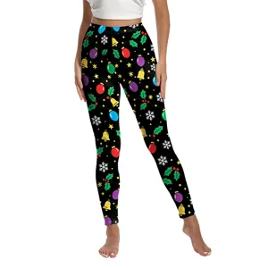 Christmas digital print high waist women leggings festive holiday yoga pants activewear