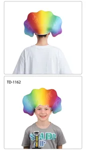 Funny rainbow sponge afro wig hat for party, stage performance, and cosplay events.