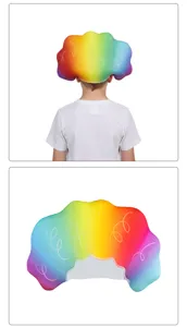 Rainbow sponge afro wig hat funny curly hair headgear for party stage costume performance