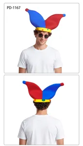 Gorro de arlequín divertido para fiesta de Halloween, accesorio de payaso colorido.
