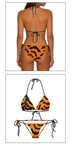 Set bikini stampa pipistrello Halloween donna costume da bagno due pezzi da spiaggia