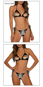 Costume bikini Halloween zucca scheletro donna sexy due pezzi per mare e spiaggia