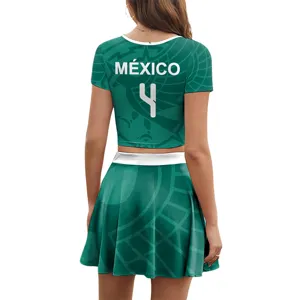 Παγκόσμιο Κύπελλο 2026 Μεξικό φαν crop top και πλισέ φούστα σετ δύο τεμαχίων