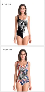 Printed one-piece swimsuit, sexy slim-fit beach swimwear for women summer vacation.
