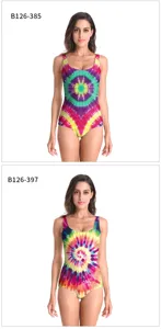 Tie dye one piece swimsuit slim fit sexy beach swimwear resort holiday swimwear variant