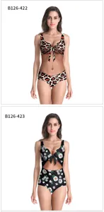 Women sexy floral and leopard print swimwear cutout bikini set beach vacation summer swimsuit