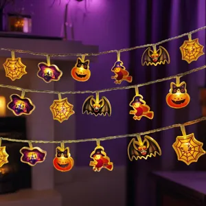 Acryl LED Lichterkette Gruselige Feiertagsdekoration Atmosphäre Lampe Kürbis Fledermaus Geist Thema Anhänger Nachtlichter Für Halloween Raum Ornament