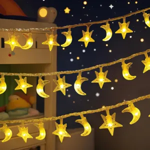 Led Star Moon String Lights Waterproof Battery Operated Fairy Lights For Children Room Holiday Party Wedding Garden Atmosphere Lighting