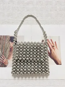 French Niche Design Acrylic Beaded Handbag For Women Summer Chic Mini Woven Top Handle Bag Stylish Everyday Purse