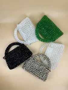 Handgemachte Acryl Perlen Handtasche Kristall Abend Clutch Tasche mehrfarbig gewebte Tasche