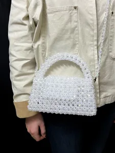 Handgemachte Acryl Perlen Umhängetasche klare handgearbeitete Abendtasche Schultertasche
