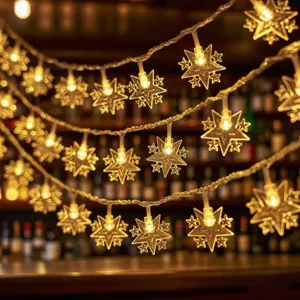 LED star string lights for room decoration, warm lighting for holiday party camping patio.