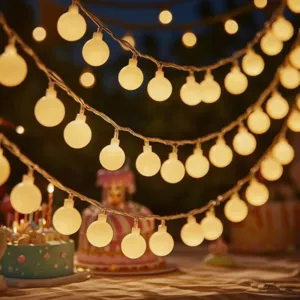 LED Ball String Lights Warm White Outdoor Garden Camping Atmosphere Decorative Fairy Lights Battery USB Solar Powered Night Lamp