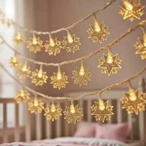 LED star string lights bedroom decor warm fairy light festive holiday party room decoration details