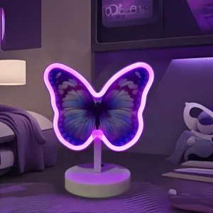 LED Schmetterling Neon Nachtlicht Lampe fuer Schlafzimmer Gaming Zimmer Dekoration Sockel