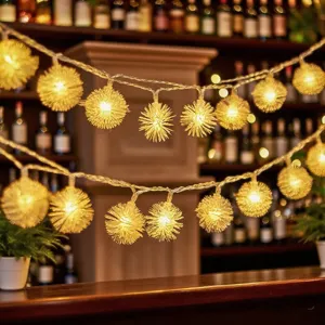LED fluffy ball string lights for room bedroom decor, warm fairy lights for Christmas party.